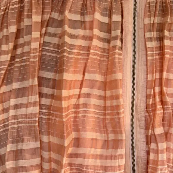 Anthropologie Peach Orange Striped Zip Front Mini Dress with Cotton Slip XL - Picture 7 of 7